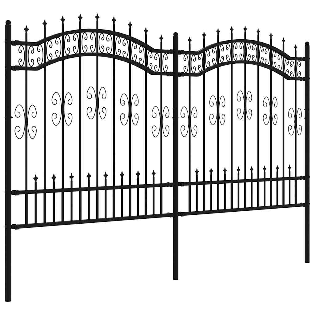 Vidaxl -Gartenzaun mit Spilepunkten 165 cm Pulver -Stahlschwarz