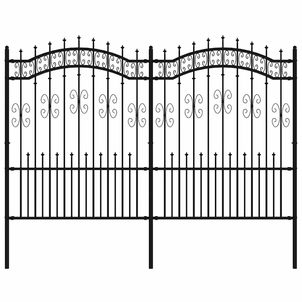 Vidaxl Gartenzaun mit Spilepunkten 190 cm Pulver -Stahl schwarz