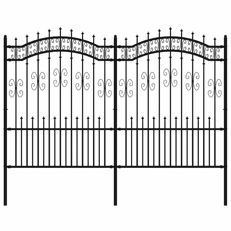 Vidaxl Gartenzaun mit Spilepunkten 190 cm Pulver -Stahl schwarz