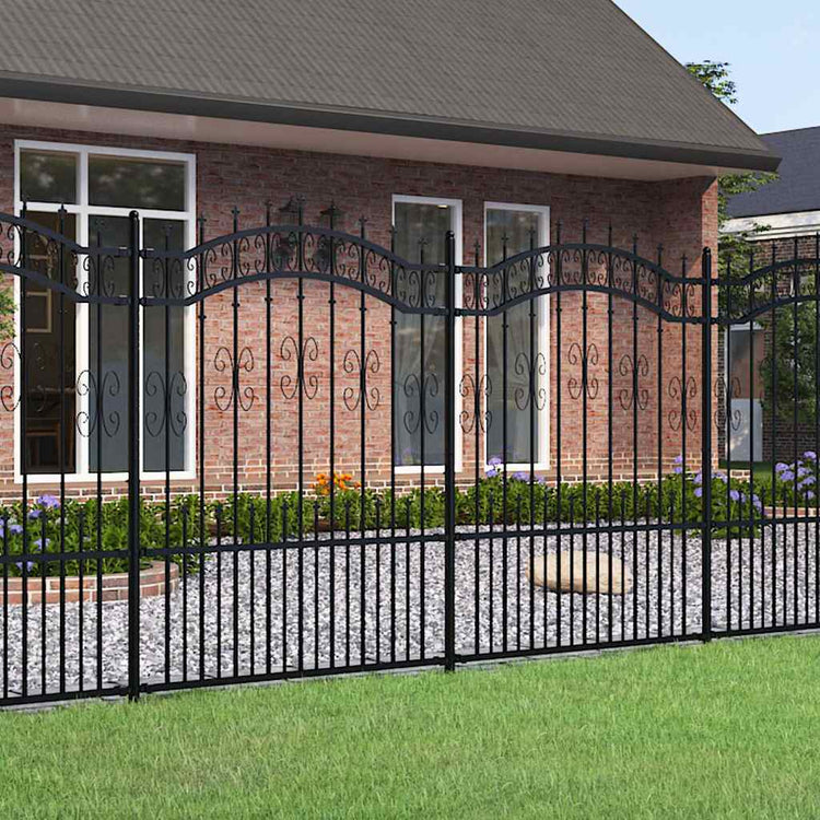 Vidaxl Gartenzaun mit Spilepunkten 190 cm Pulver -Stahl schwarz