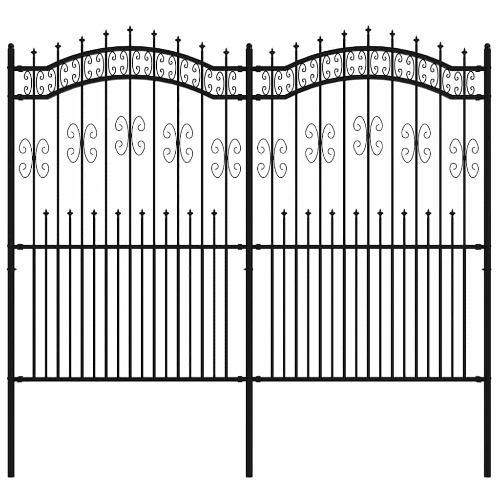 Vidaxl Gartenzaun mit Spilepunkten 222 cm Pulver -Stahl schwarz