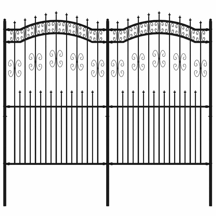 Vidaxl Gartenzaun mit Spilepunkten 222 cm Pulver -Stahl schwarz