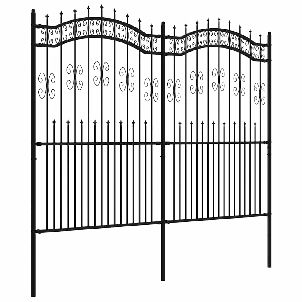 Vidaxl Gartenzaun mit Spilepunkten 222 cm Pulver -Stahl schwarz