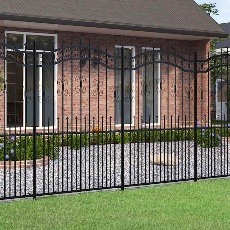 Vidaxl Gartenzaun mit Spilepunkten 222 cm Pulver -Stahl schwarz