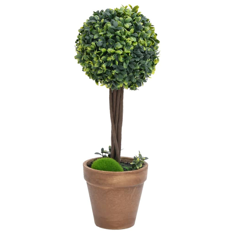 VIDAXL -Künstliche Pflanzen mit Topf 2 St. Boxholz Kugelformation 41 cm Grün