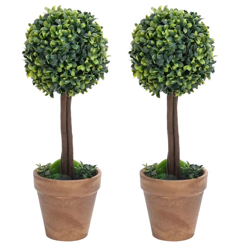 VIDAXL Künstliche Pflanzen mit Topf 2 St. Boxholz Kugelformation 56 cm Grün
