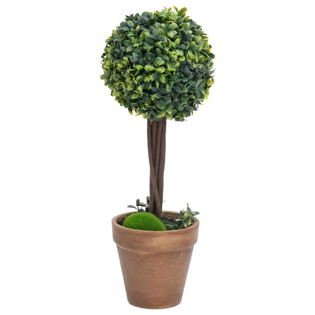VIDAXL Künstliche Pflanzen mit Topf 2 St. Boxholz Kugelformation 56 cm Grün