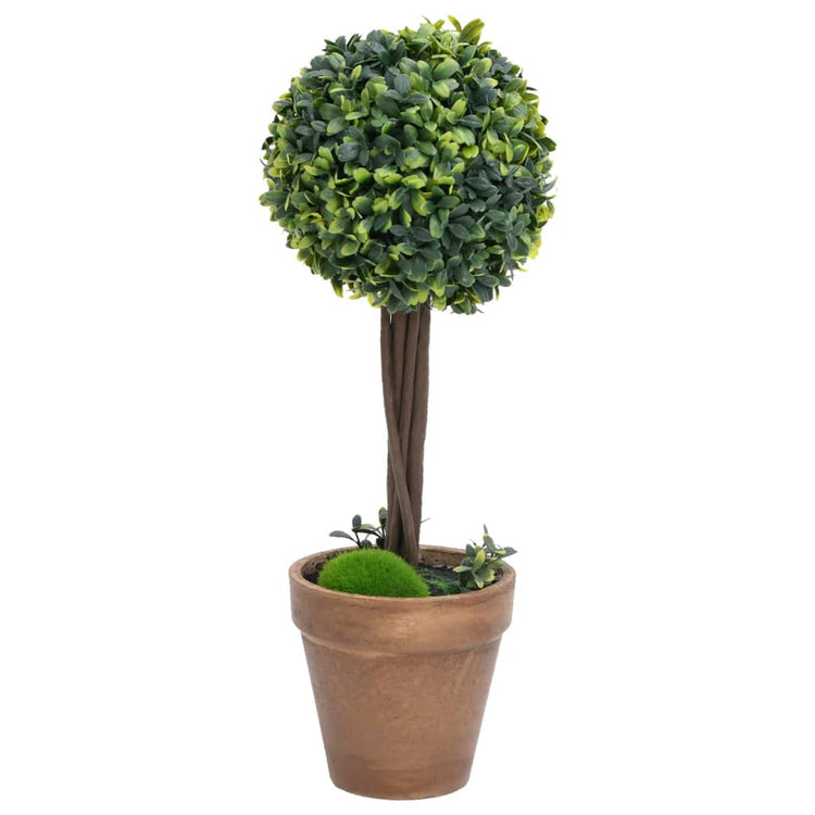 VIDAXL Künstliche Pflanzen mit Topf 2 St. Boxholz Kugelformation 56 cm Grün