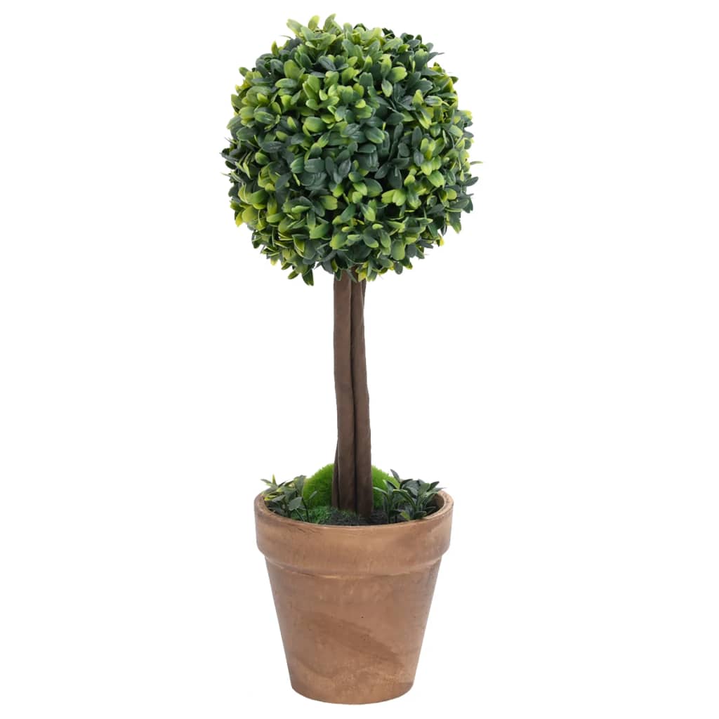 VIDAXL Künstliche Pflanzen mit Topf 2 St. Boxholz Kugelformation 56 cm Grün