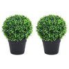 VIDAXL Künstliche Pflanzen mit Topf 2 St buxus sphärische Formation 27 cm Grün