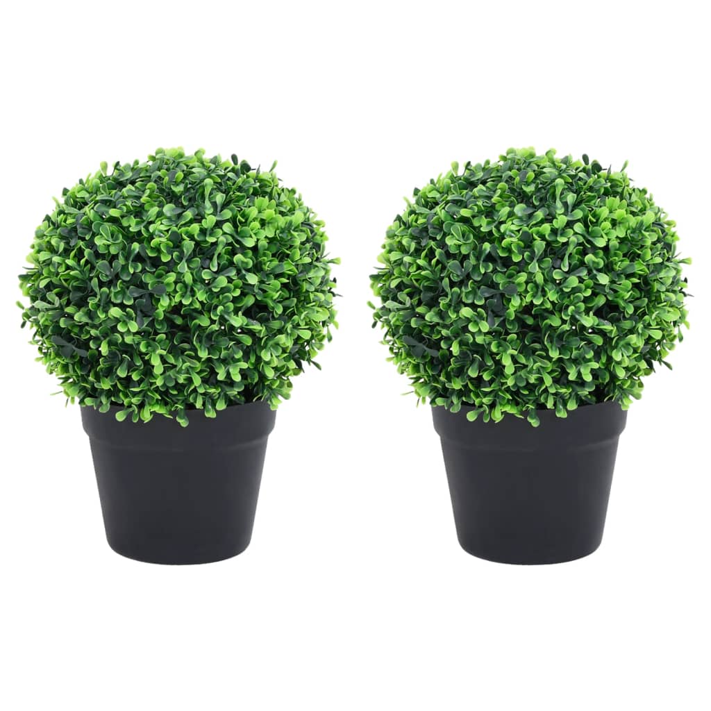 VIDAXL Künstliche Pflanzen mit Topf 2 St buxus sphärische Formation 27 cm Grün
