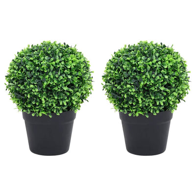 VIDAXL Künstliche Pflanzen mit Topf 2 St buxus sphärische Formation 27 cm Grün