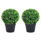 VIDAXL Künstliche Pflanzen mit Topf 2 St buxus sphärische Formation 27 cm Grün