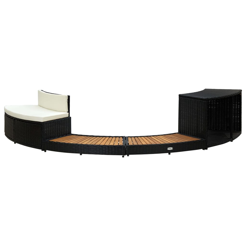 Vidaxl Spa-Bouw Poly Rattan und fester Akaziahout schwarz