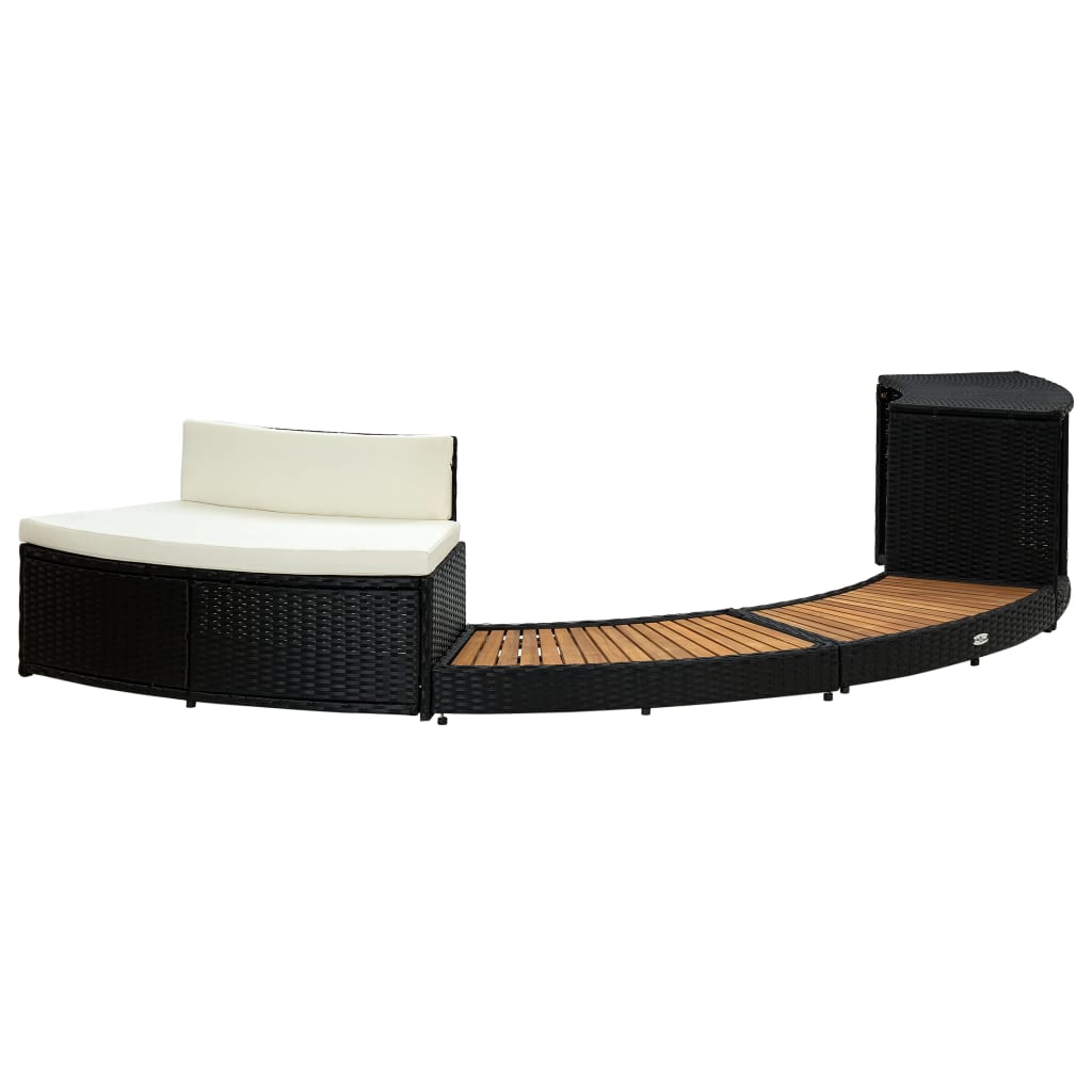 Vidaxl Spa-Bouw Poly Rattan und fester Akaziahout schwarz