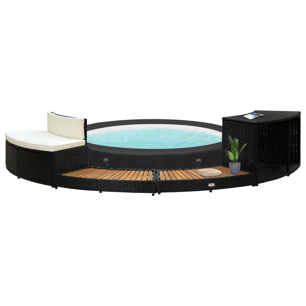 Vidaxl Spa-Bouw Poly Rattan und fester Akaziahout schwarz
