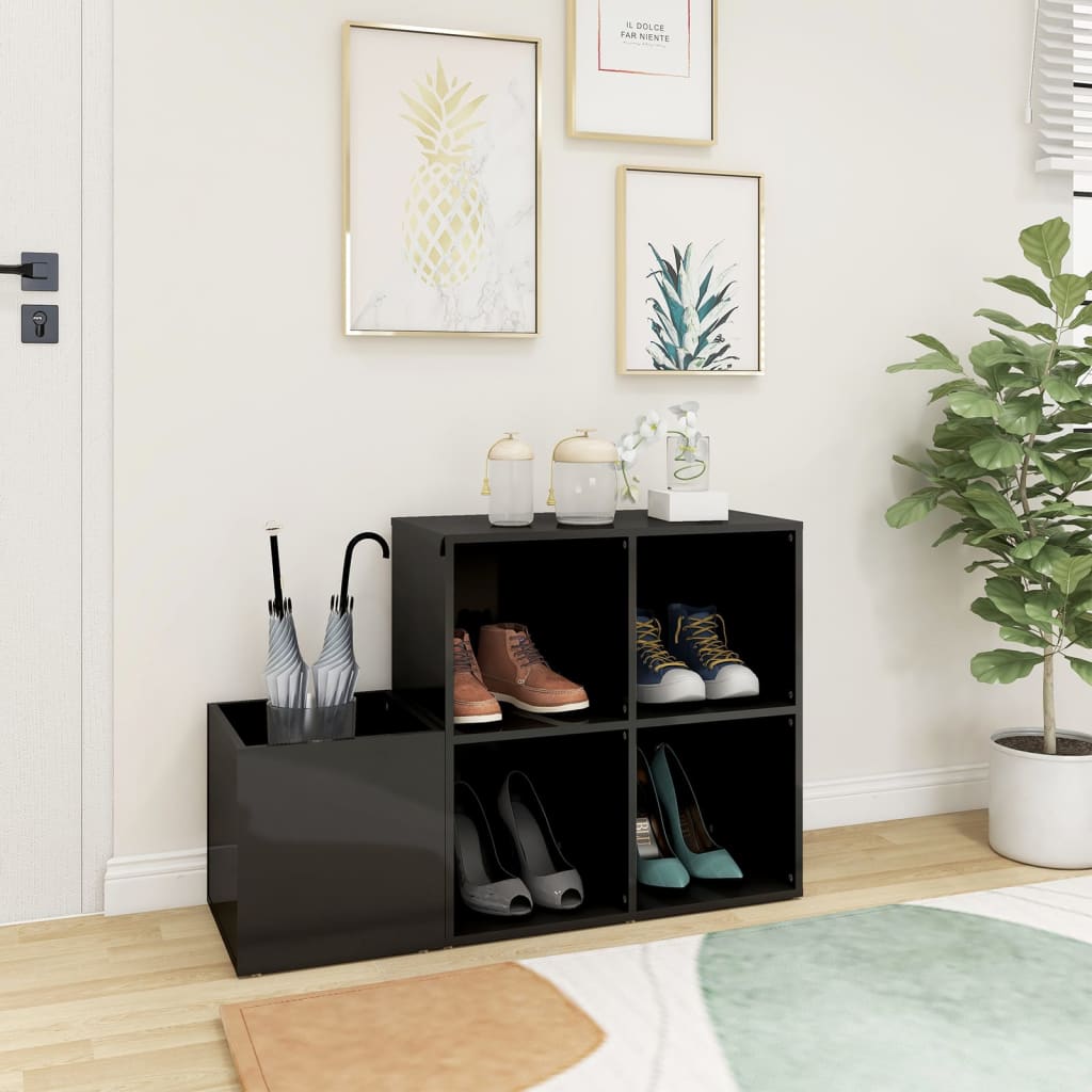 VIDAXL -Speicherschrank 105x35.5x70 cm verarbeitetes Holz Hochglanzgrau