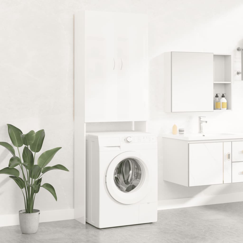 Vidaxl Waschmaschinenschrank 64x25.5x190 cm Hochglanz weiß