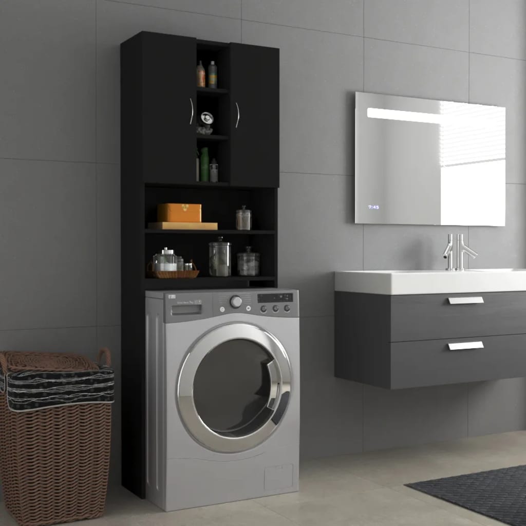 Vidaxl Waschmaschinenschrank 64x25.5x190 cm Schwarz