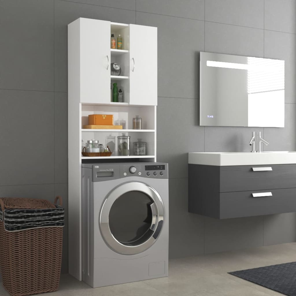 Vidaxl Waschmaschinenschrank 64x25.5x190 cm Hochglanz weiß