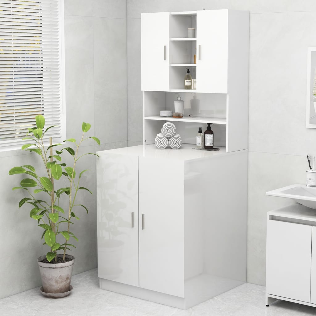 Vidaxl Waschmaschinenschrank 70,5 x 25,5 x 90 cm Hochglanz weiß