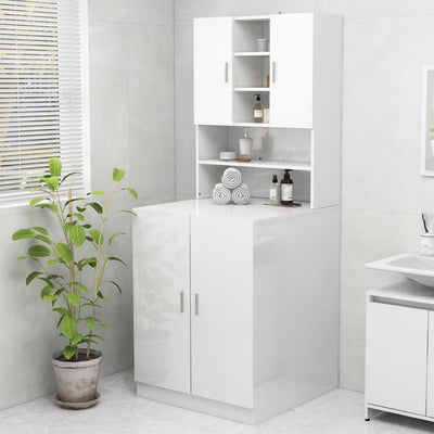 Vidaxl Waschmaschinenschrank 70,5 x 25,5 x 90 cm Hochglanz weiß