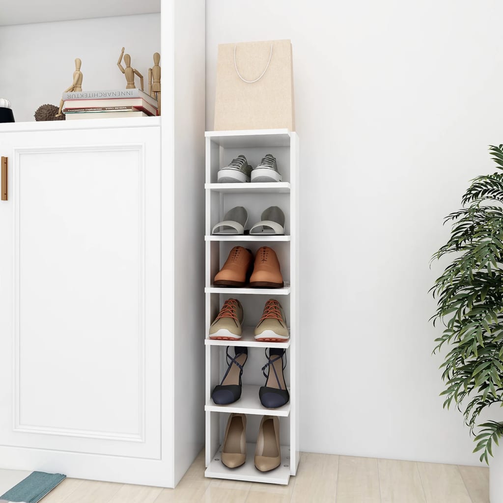 Vidaxl Schuhschrank 27,5 x 27 x 102 cm verarbeitetes Holz weiß