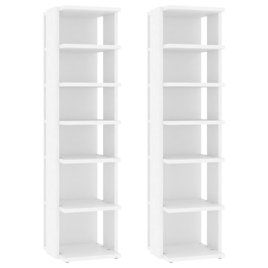 Vidaxl -Schuhschränke 2 PCs 27,5 x 27 x 102 cm verarbeitetes Holz weiß