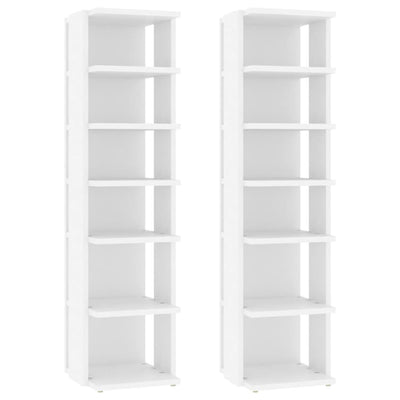Vidaxl -Schuhschränke 2 PCs 27,5 x 27 x 102 cm verarbeitetes Holz weiß