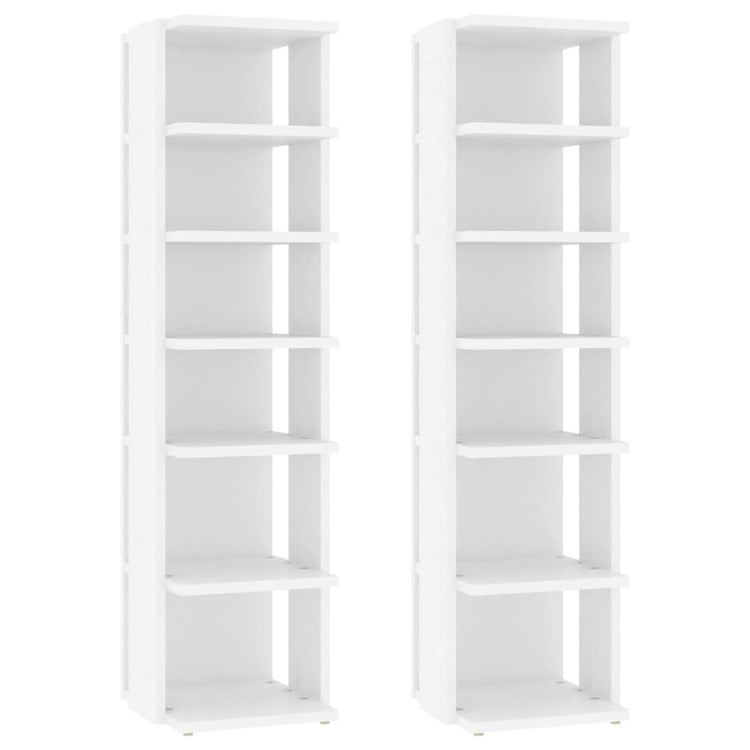 Vidaxl -Schuhschränke 2 PCs 27,5 x 27 x 102 cm verarbeitetes Holz weiß