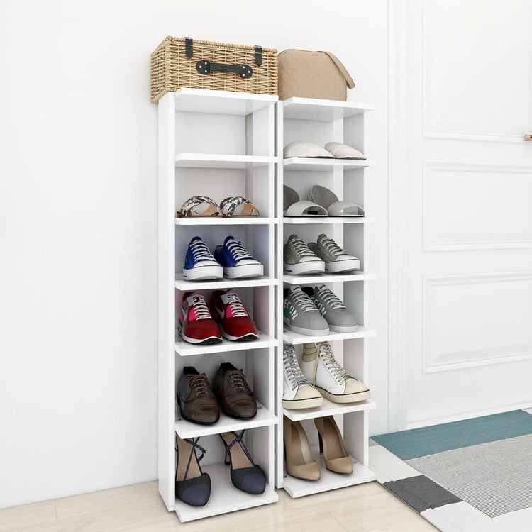 Vidaxl -Schuhschränke 2 PCs 27,5 x 27 x 102 cm verarbeitetes Holz weiß