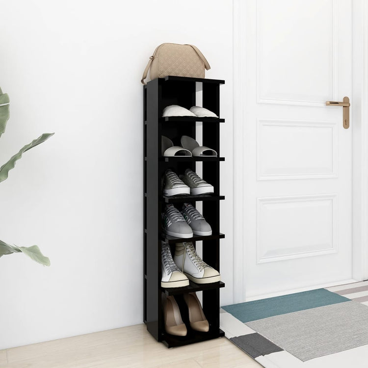 Vidaxl Schuhschrank 27,5 x 27 x 102 cm verarbeitetes Holzschwarz