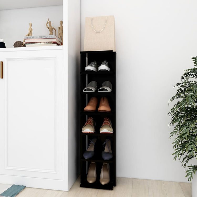 Vidaxl Schuhschrank 27,5 x 27 x 102 cm verarbeitetes Holzschwarz