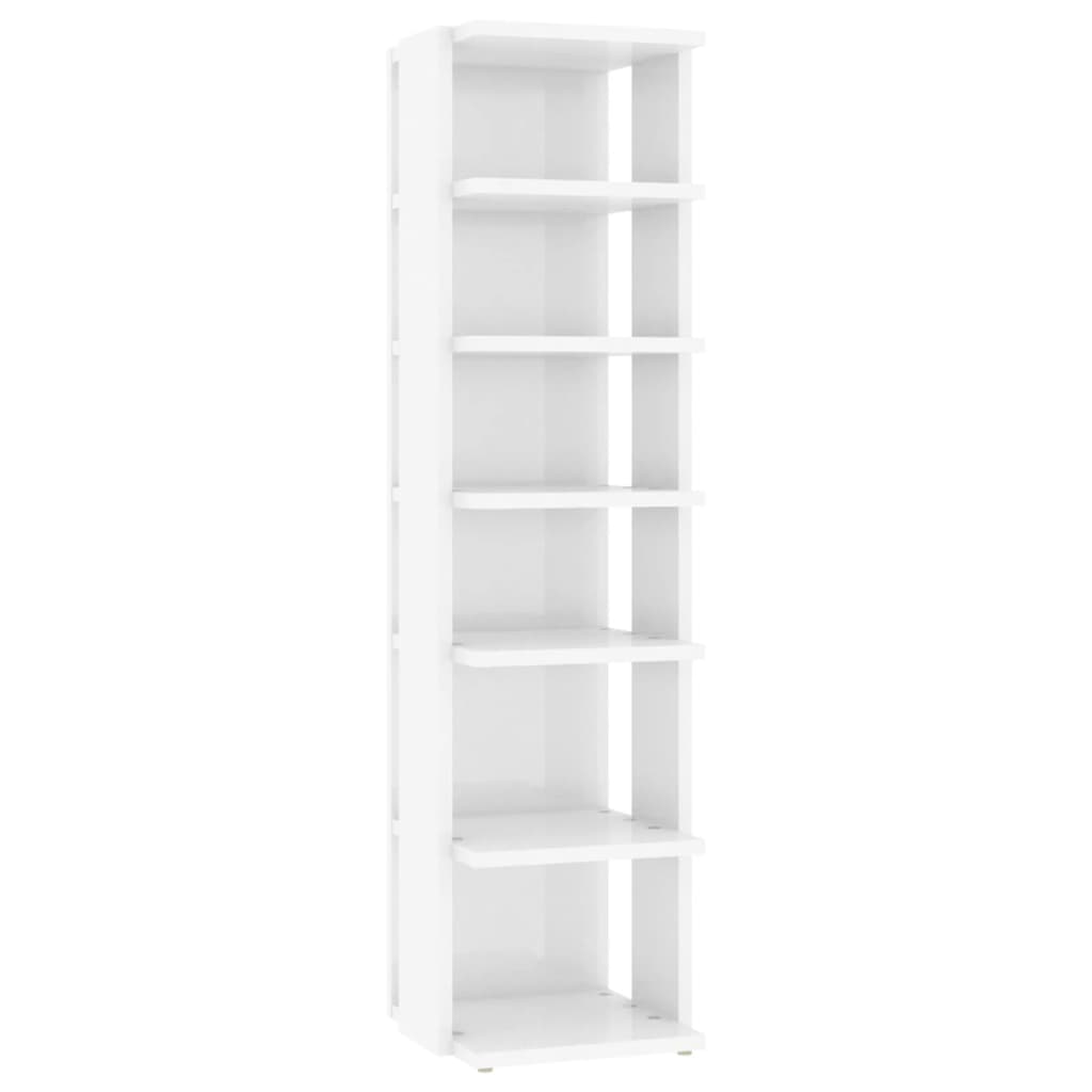 Vidaxl Schuhschrank 27,5 x 27 x 102 cm verarbeitetes Holz Hochglanz weiß
