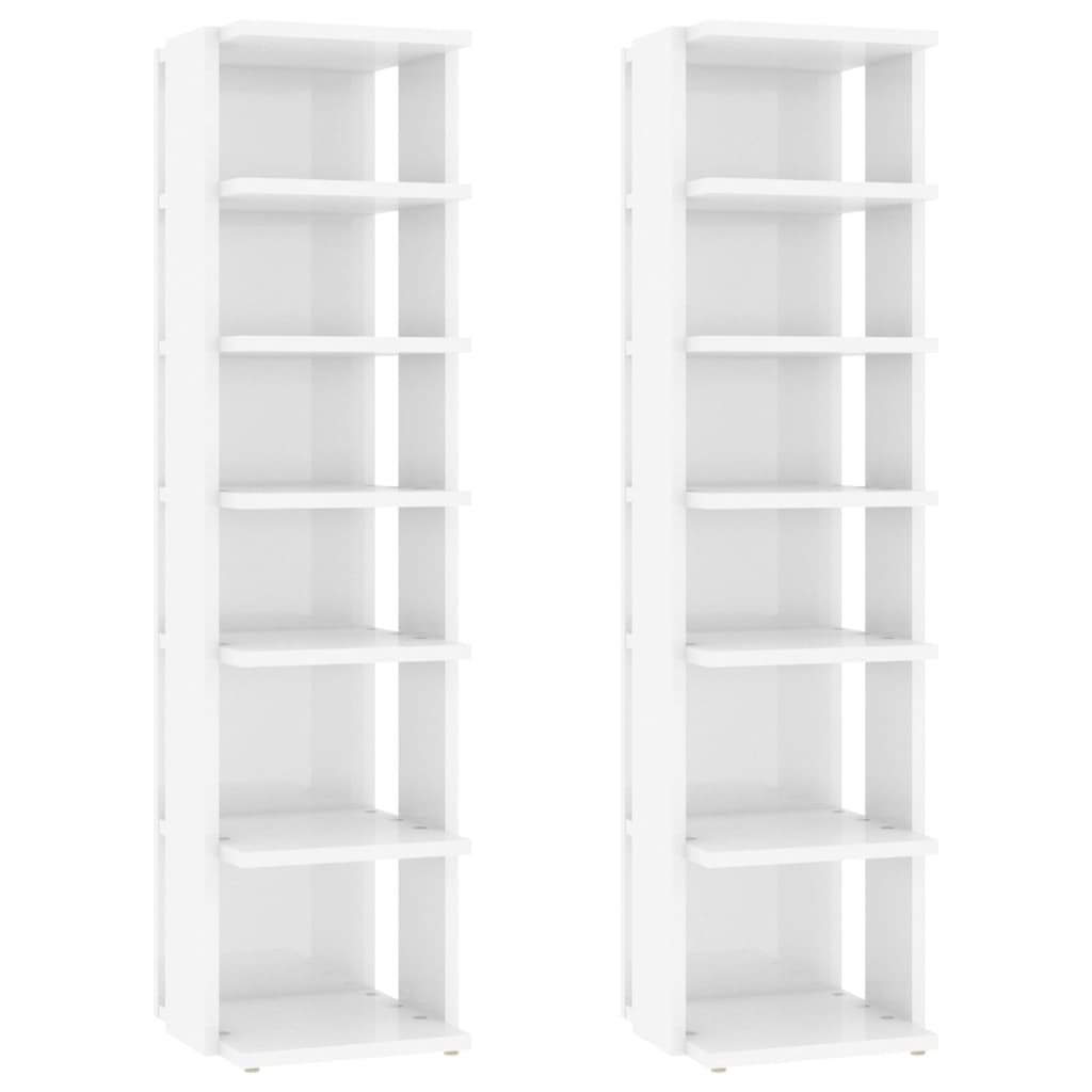 Vidaxl Schuhschränke 2 ST 27,5 x 27 x 102 cm Hochglanz weiß