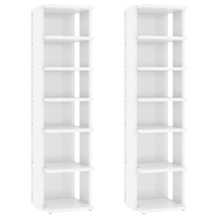 Vidaxl Schuhschränke 2 ST 27,5 x 27 x 102 cm Hochglanz weiß