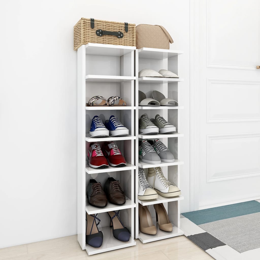 Vidaxl Schuhschränke 2 ST 27,5 x 27 x 102 cm Hochglanz weiß