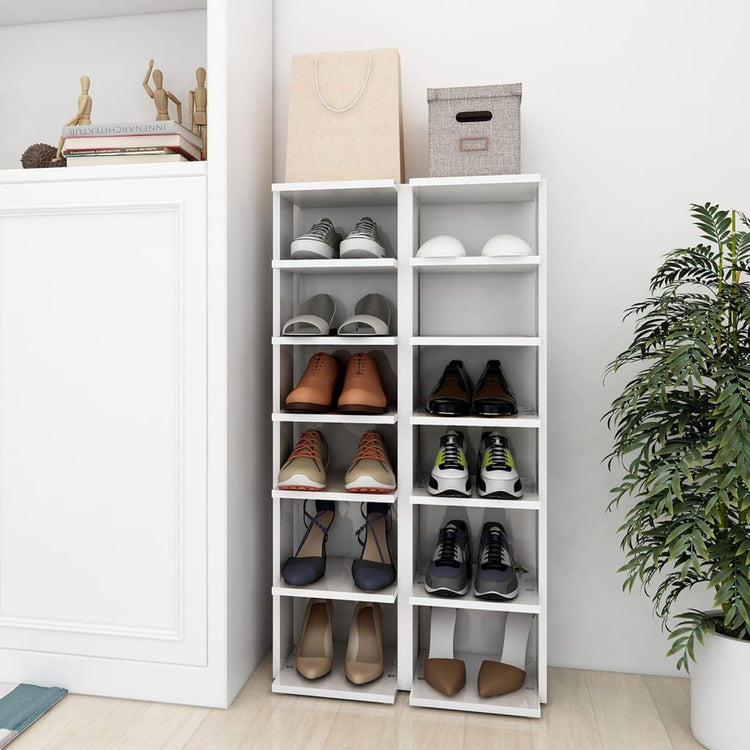 Vidaxl Schuhschränke 2 ST 27,5 x 27 x 102 cm Hochglanz weiß