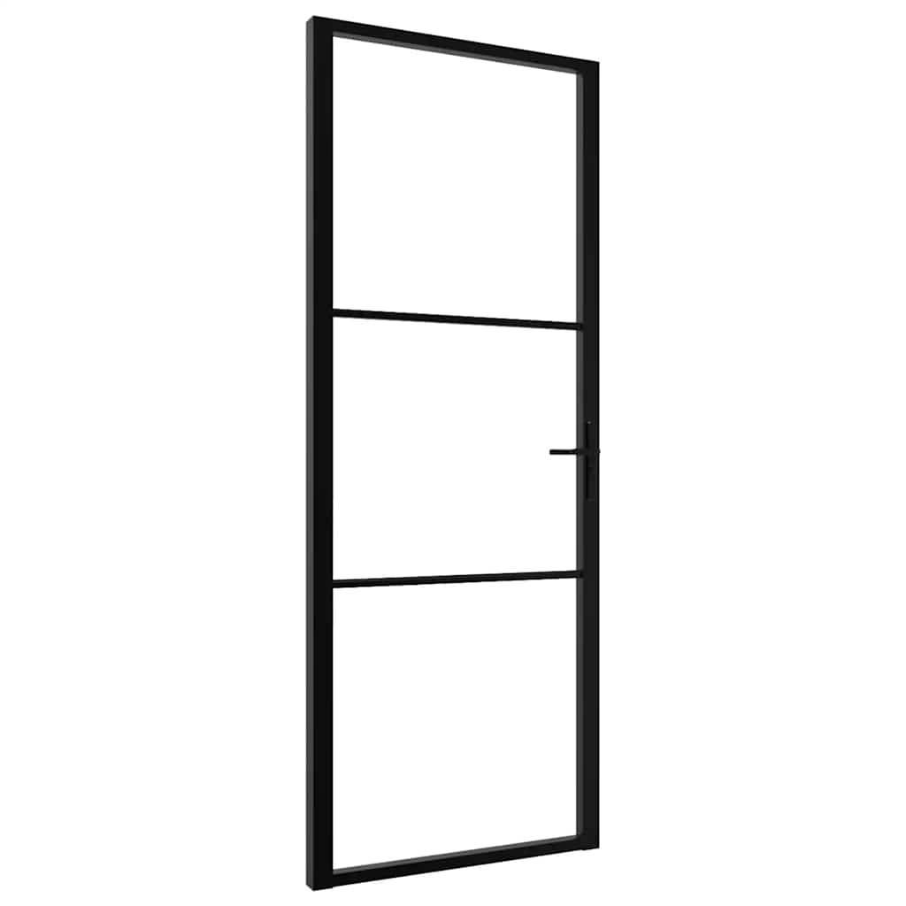 VIDAXL Innenür 76x201,5 cm ESG -Glas und Aluminiumschwarz
