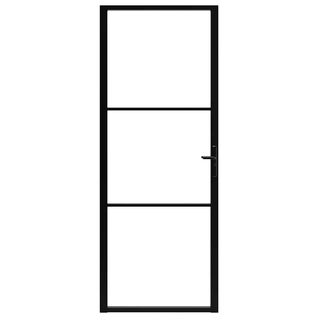 VIDAXL Innenür 76x201,5 cm ESG -Glas und Aluminiumschwarz