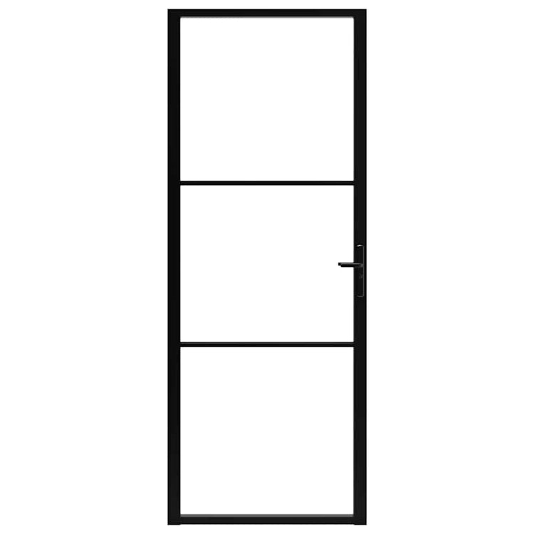 VIDAXL Innenür 76x201,5 cm ESG -Glas und Aluminiumschwarz