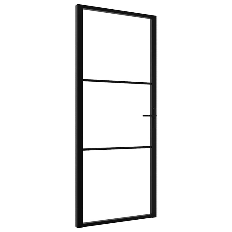 Vidaxl Innenür 93x201,5 cm ESG -Glas und Aluminiumschwarz