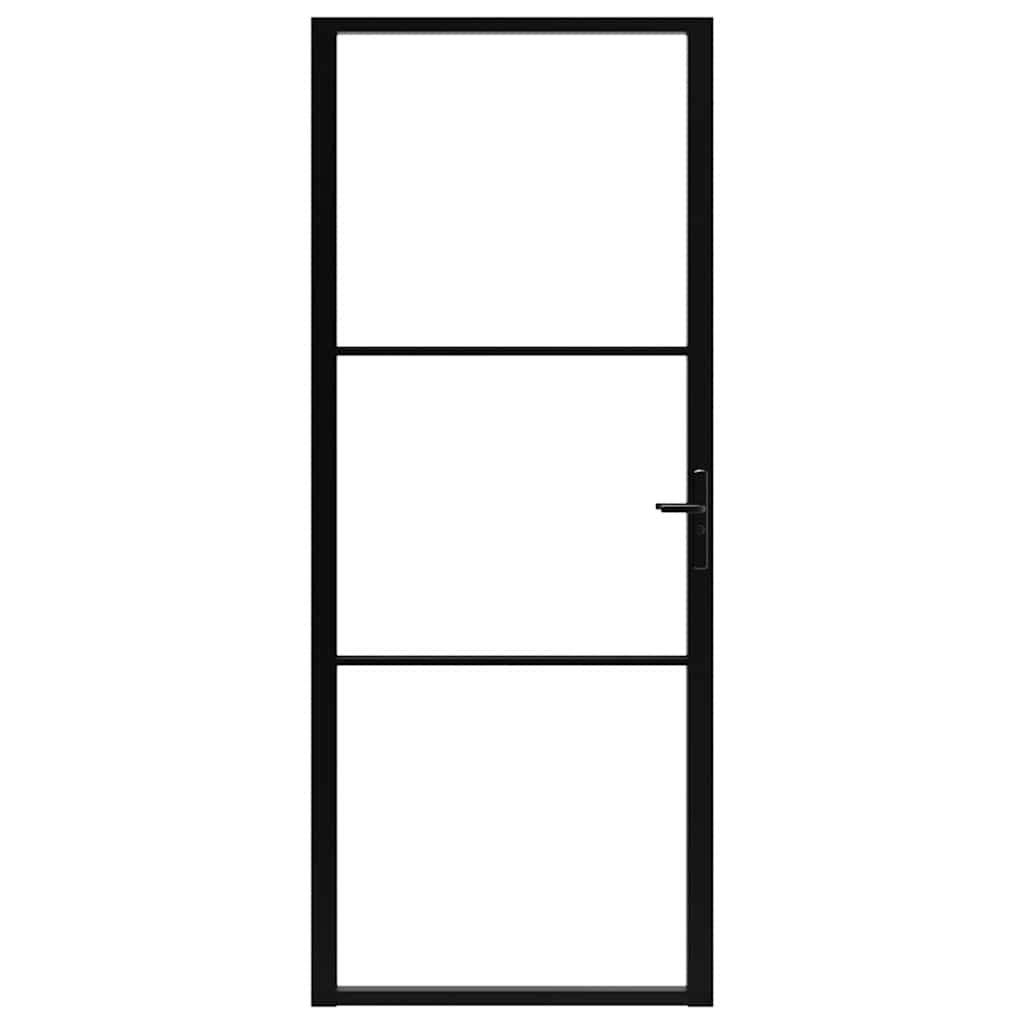 Vidaxl Innenür 93x201,5 cm ESG -Glas und Aluminiumschwarz