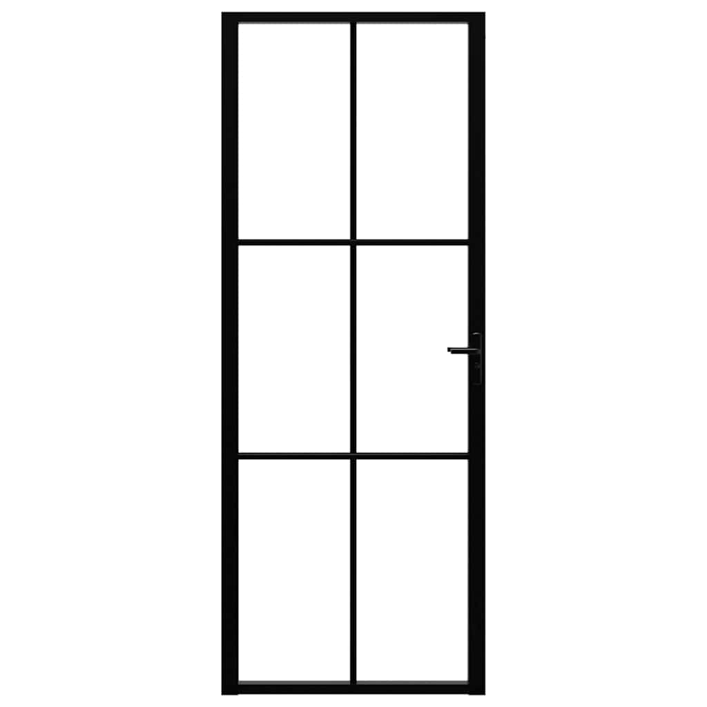 VIDAXL Innenür 76x201,5 cm ESG -Glas und Aluminiumschwarz