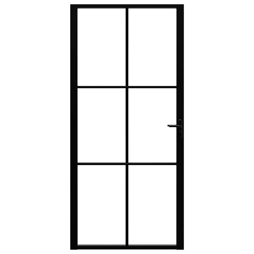 Vidaxl Innenür 93x201,5 cm ESG -Glas und Aluminiumschwarz