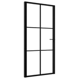 VIDAXL Innenür 102,5x201,5 cm ESG -Glas und Aluminiumschwarz - afbeelding 2