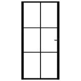 VIDAXL Innenür 102,5x201,5 cm ESG -Glas und Aluminiumschwarz - afbeelding 3