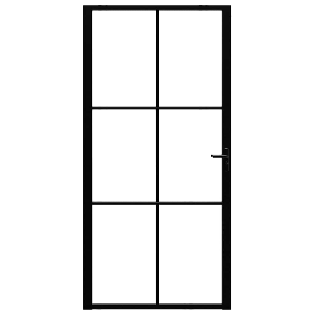 VIDAXL Innenür 102,5x201,5 cm ESG -Glas und Aluminiumschwarz
