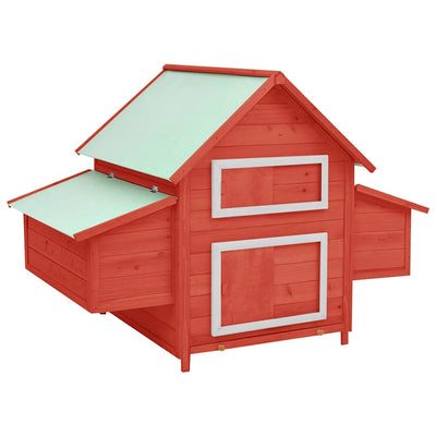 Vidaxl Chicken Coop 150x96x110 cm Festkiefer Rot und Weiß