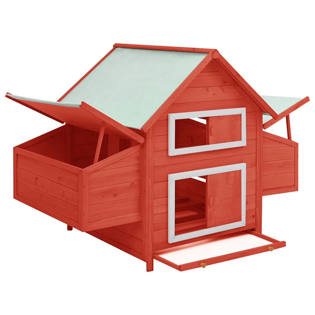 Vidaxl Chicken Coop 150x96x110 cm Festkiefer Rot und Weiß